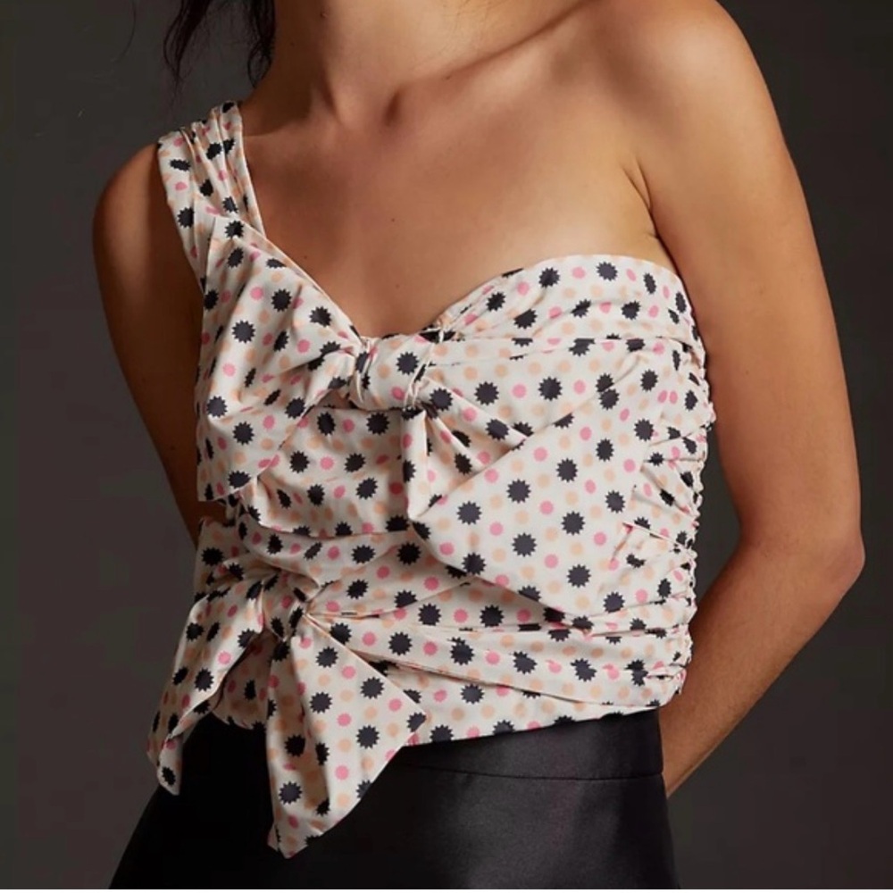 Anthropologie Floral Bow Top‎ - Cream and Black